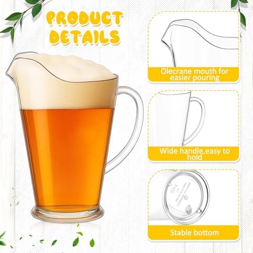 Tessco 3 Pcs Plastic Pitchers 60 Oz Clear Water Beer Jug Large,Stylish - Image 3