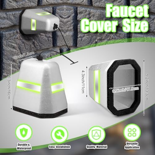 Aurelema 6 Pack Reflective Foam Faucet Covers Winter Freeze Protection for Outdoor Spigots Valves and Sprinklers Easy Install Insulation for Cold Weather Protection - Image 3