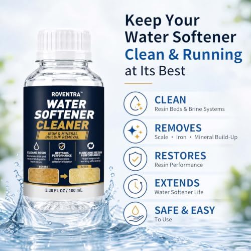 Water Softener Cleaner Solution, 4-Pack Liquid Resin Cleaner for Water Softener Systems, Helps Remove Iron, Manganese & Mineral Buildup, 3.38 FL OZ / 100 mL Each - Image 2