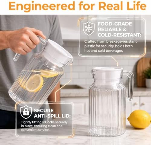 IMIKEYA Plastic Water Pitcher 600ml Shatterproof Plastic Pitcher Water Jug Great for Iced Tea, Sangria, Lemonade, Juice, Milk and More - Image 3