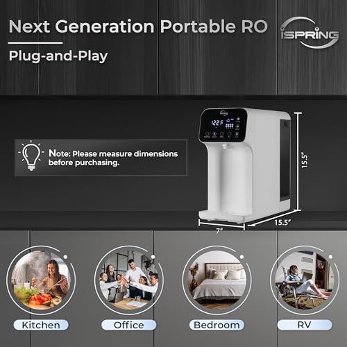 iSpring RCD100 5-Stage Countertop Reverse Osmosis System, Instant Hot RO Water Dispenser with UV, 2.5:1 Pure to Drain, 100 GPD Portable Water Filtration System, 4 Temperature Options, Plug and Play - Image 2