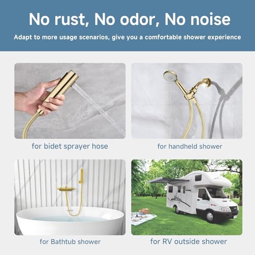 69 Inches 304 Stainless Steel Shower Hose Extra Long Gold - Image 6