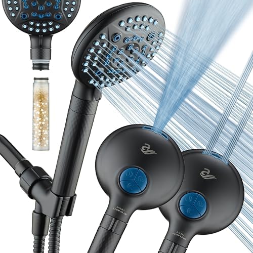 AquaCare 4X 10-Mode High Pressure Hand Shower w/Filter & 2-mode Power Wash by HotelSpa