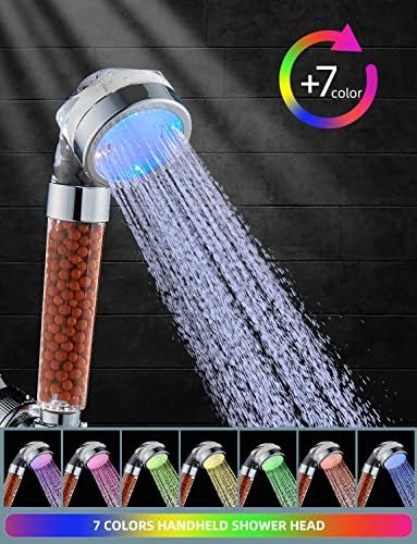 Cobbe Led Shower Head Set With Light,Handheld Showerhead with Hose and Base for Dry Skin&Hair,High Pressure Shower Heads With Filters-7 Colors Change Cyclically - Image 2