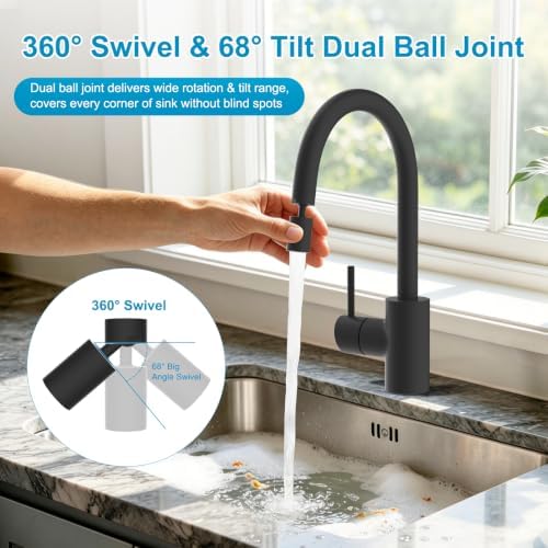 Hibbent 4-Mode Faucet Aerator, Faucet Sprayer Attachment, Matte Black - Image 3