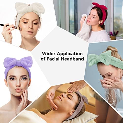 Ondder Spa Headband for Washing Face 8 Pack Aossrted Skincare Headbands for Women Girls Terry Cloth Cute Makeup Headbands Head Bands with Bow - Image 3
