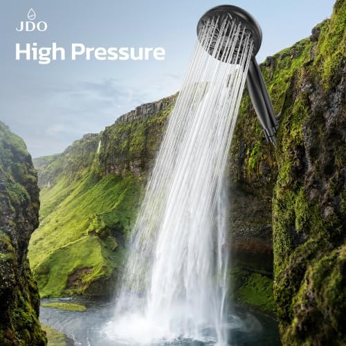 JDO Shower Head with Handheld, High Pressure Handheld 6 Settings, Detachable Shower Head Set with Stainless Steel Hose and Shower Bracket (Matte Black) - Image 5