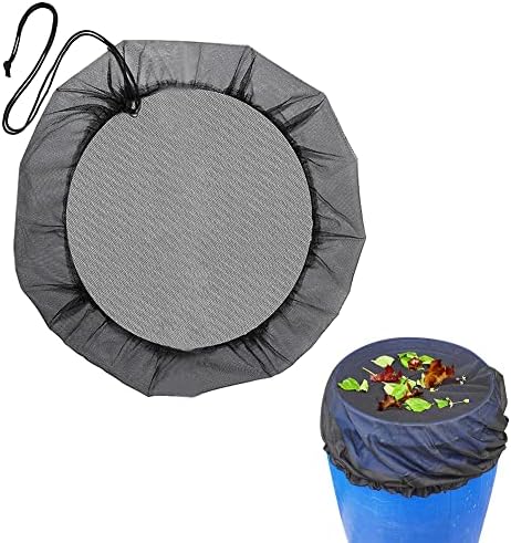 Mesh Cover for Rain Barrels with Drawstring, Water Collection Buckets Tank Protector, Water Collection Buckets Cover for Outdoor Garden, 39.4 Inch Diameter by EUBUY