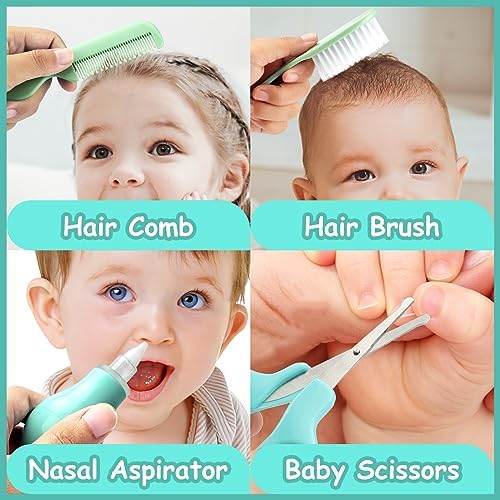 Baby Grooming Kit, Infant Safety Care Set with Hair Brush Comb Nail Clipper Nasal Aspirator,Baby Essentials Kit for Newborn Girls Boys - Image 4