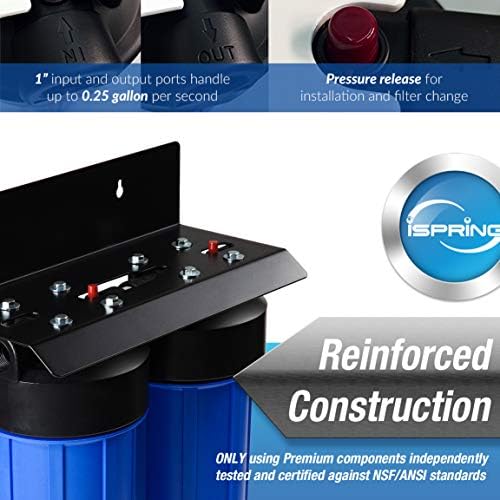 iSpring WGB21B 2-Stage Whole House Water Filtration System & WSP-100 Reusable Whole House Spin Down Sediment Water Filter, 100 Micron Flushable Prefilter Filtration - Image 3