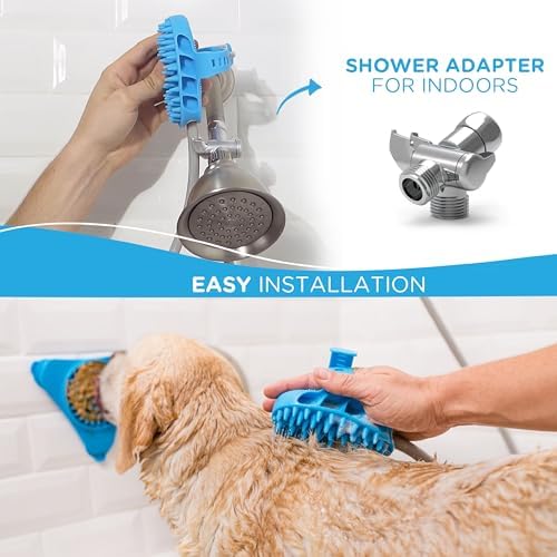 Aquapaw Dog Bath Brush Pro & Dog Shower Attachment - Large Silicone Rubber - Sprayer & Scrubber in One with 8ft Hose Attachment & Shower Wand for Bathing - Pet Bath Supplies - Image 4