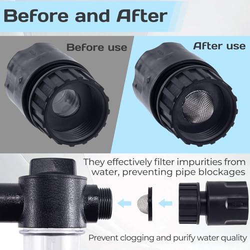 20 Pack Garden Hose Screen Filters, Rubber Washer with Stainless Steel Mesh, Fits 3/4" Garden Hose and 5/8" Washing Machine Connector, Prevents Clogs and Leaks - Image 3