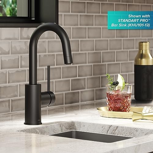 KRAUS Oletto Single Handle Kitchen Bar Faucet with QuickDock Top Mount Installation Assembly in Matte Black, KPF-2600MB - Image 3