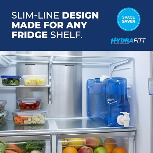 Refrigerator Water Dispenser 1.1 Gallon – Leak-Proof Slim Fridge Water Container with Spigot – BPA-Free Refillable Water Jug (Dark Blue) - Image 2