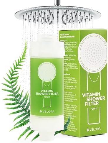 VELORA Vitamin C Shower Filter and Water Softener for Hard Water - Aromatherapy Shower Head Attachment - Universal Fit, Easy to Install - Reduces Dry Itchy Skin and Nourish Hair - Forest-Scented by BravoHealth