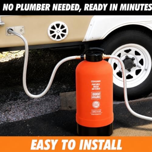 RV Water Softener Portable - 16,000 Grain, 3/4" GHT Fittings, Convenient Water Softener for RVs, Trailers, Boats, Mobile Car Washing, Pressure Washing - Image 6