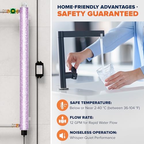 Aquaboon 20" 3 Stage Whole House Water Filtration System with Big Housings and Pressure Gauges - UV Lamp, KDF Filter, Carbon Block, Sediment Filter Cartridges, Steel Frame - Image 7