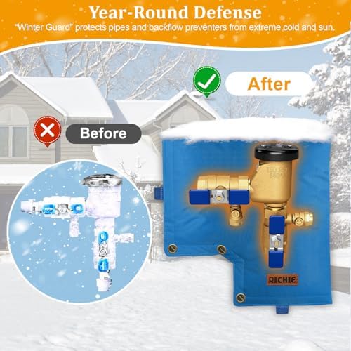 Backflow Preventer Insulated Cover (5°F) for Winter Freeze Protection, 13" W x 12" H Thickened Pressure Vacuum Breaker & Well Pump Cover, Outdoor Waterproof Insulation Pouch for Sprinkler Valve, Blue - Image 4