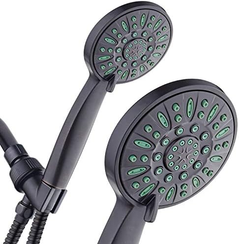 AquaDance Antimicrobial/Anti-Clog High-Pressure 6-setting Hand Shower, Microban Nozzle Protection from Growth of Mold, Mildew & Bacteria for Stronger Shower! Oil-Rubbed Bronze Finish/Coral Green Jets by AquaDance