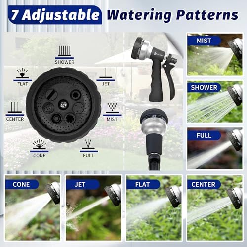 AUTOMAN-Garden-Hose-Nozzle, 2 Pack ABS Water Spray Nozzle, 7 Adjustable Watering Patterns, Slip Resistant for Watering Plants, Lawn& Garden, Washing Car, Showering Pets & Outdoor Fun.Silver Color - Image 2