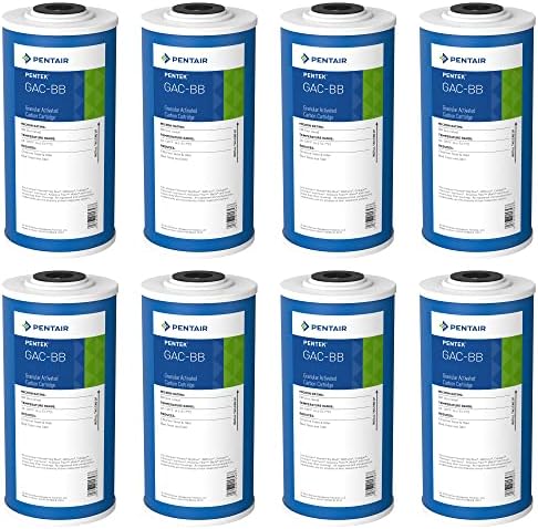 Pentair Pentek GAC-BB Big Blue Carbon Water Filter, 10-Inch, Whole House Heavy Duty Granular Activated Carbon (GAC) Replacement Cartridge, 10" x 4.5", Pack of 8 by PENTAIRPENTEK