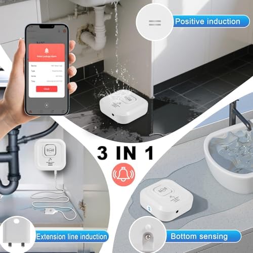 WiFi Water Leak Detectors 100dB Smart Water Sensor Alarm with 3.22 ft Sensor Cable Triple Detection Mode, with App Remote Monitor, Wireless Tank Level Monitor for Basement, Kitchen, Bathroom(1pack) - Image 2