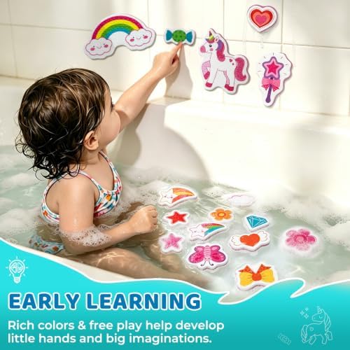 Baby Bath Toys for Kids Ages 1-3, 16PCS Unicorn Foam Bath Toys - Image 4