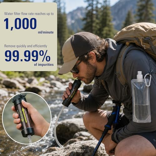 Multifunction Water Filter System, 0.01 Mmicron Mini Water Filtration Straw，Portable Survival Gear for Camping, Backpacking, Fishing, Hunting & Outdoor Adventure - Image 3