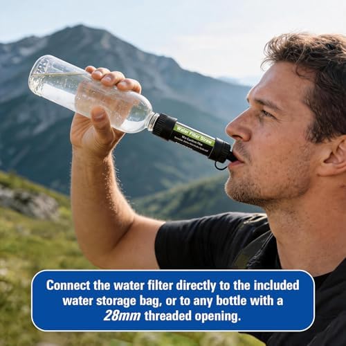Multifunction Water Filter System, 0.01 Mmicron Mini Water Filtration Straw，Portable Survival Gear for Camping, Backpacking, Fishing, Hunting & Outdoor Adventure - Image 4
