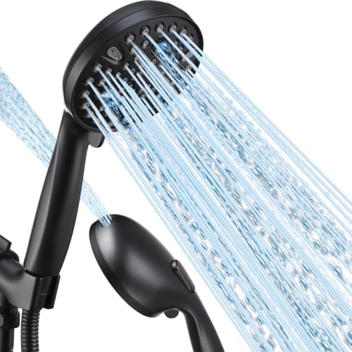 Shower Head with Handheld, High Pressure 10 Spray Modes, Matte Black by wowkksanitaryware