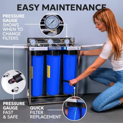 Aquaboon 3-Stage Whole House Water Filter System with 5 Micron 20x4.5 Anti-Scale Reducing Sediment, KDF Heavy Metals and Carbon Chlorine Reduction Water Filter Purification, Wrench, Bracket - Image 4