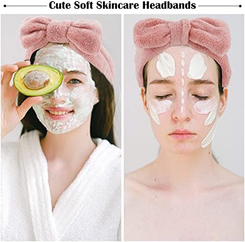 Ondder Spa Headband for Washing Face 8 Pack Dark Pink Skincare Headbands for Women Girls Terry Cloth Cute Bow Head Bands - Image 3
