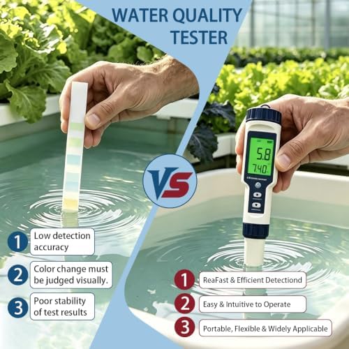 Pool Salt Tester & PH Meter, Digital Water Quality Tester for Salinity, TDS, EC and Temperature, 5-in-1 Water Test Pen with Backlit LCD for Pools, Spas, Aquariums, Hydroponics & Drinking Water - Image 6