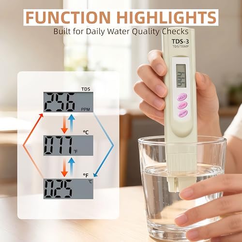 TDS Meter Digital Water Tester for Drinking Water, 3 in 1 TDS,EC,Temperature Meter,Portable Water Testing Kits for Hydroponics Aquarium and RO System - Image 5