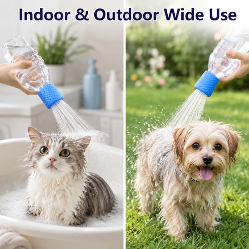 3 Pieces Portable Pet Silicone Shower Sprayer Attachment, Reusable Dog Cat Bath Water Bottle Sprinkler Adapter for Indoor Outdoor Pet Grooming Cleaning (Orange, Green, Blue) - Image 5
