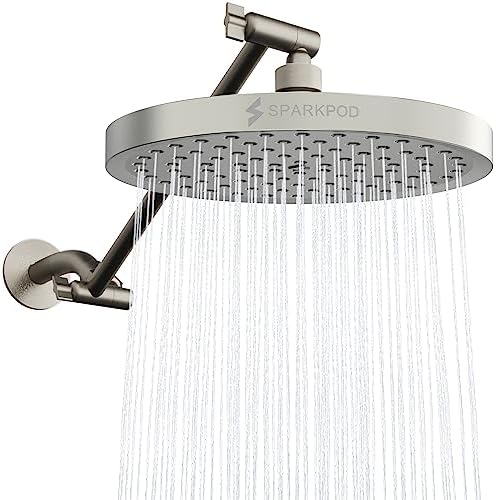 SparkPod 8" Round Rain Shower Head with 11" Shower Arm by SparkPod