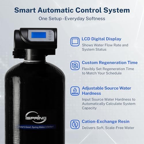 iSpring WCSTB45KG 45,000 Grains Whole House Water Softener with Brine Tank - Image 3