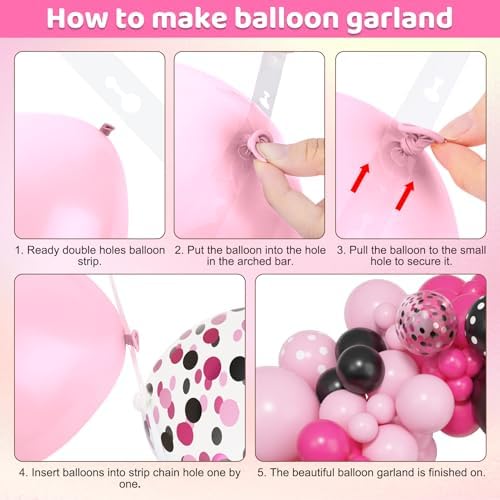 Amandir 153pcs Pink Black Balloon Garland Arch Kit Different Sizes - Image 5