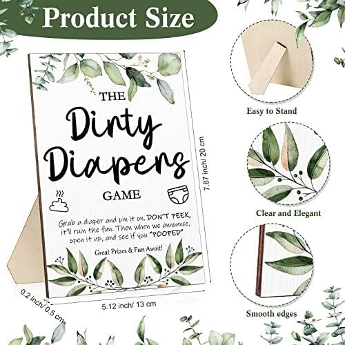 Roowest 51 Pcs Dirty Diaper Baby Shower Games, Greenery Pink - Image 2