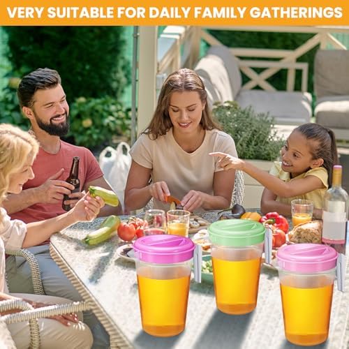 Honeydak 6 Pcs Clear Plastic Pitcher with Lid Handle,70 Oz,Colorful - Image 5