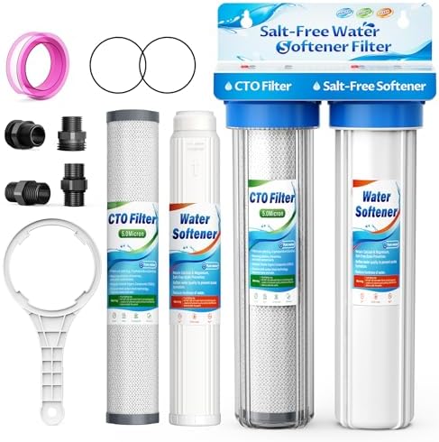 Salt Free Whole Home Water Filtration System,3/4" FNPT Salt Free Water Softener Alternative, 0.5 Micron Filtration Reduce Chlorine, Chemical & Odors Prevent Water Scale Buildup,Protect Appliances by DYLSDFQ