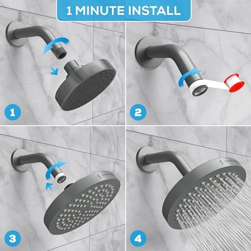SparkPod Rain Shower Head, 6 Inch Round, Charcoal Grey Finish - Image 5