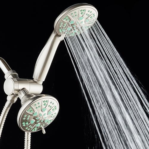 AquaDance Antimicrobial/Anti-Clog High-Pressure 30-setting Dual Head Combination Shower with Microban Nozzle Protection From Growth of Mold, Mildew & Bacteria for a Healthier Shower – Coral Green - Image 5