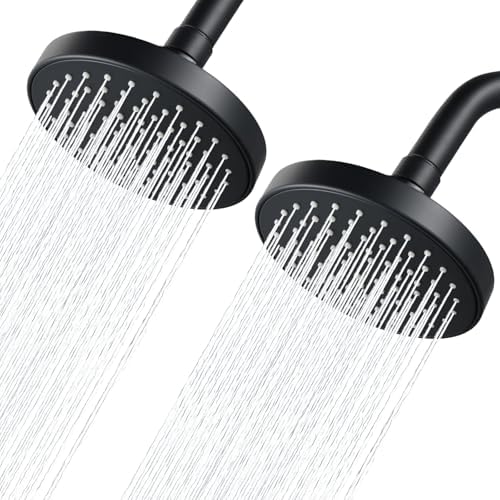 High Pressure Shower Head - 4.7“ Powerful Bathroom Pressure Boosting Rain Showerhead - Perfect Universal Replacement for Rainfall Shower Heads (2 Pack,Matte Black) by NuodanLuxuryShowerSystems