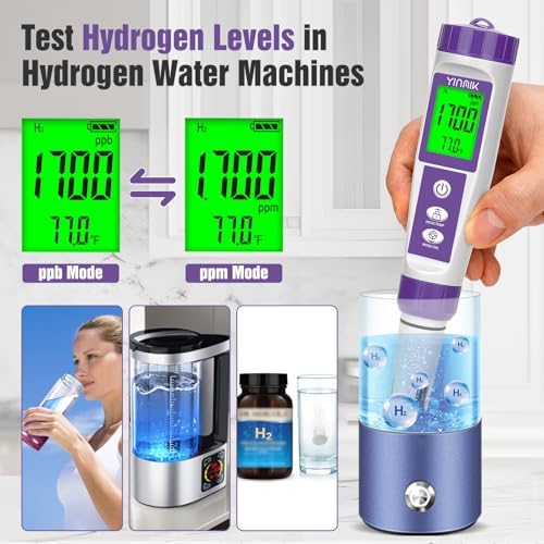 YINMIK Hydrogen Water Tester pH TDS Meter ORP Tester with Cleaning Solution - Image 2