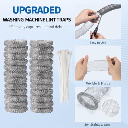 Washing Machine Lint Traps, Stainless Steel Laundry Hose Filters, 24 Pack - Image 2