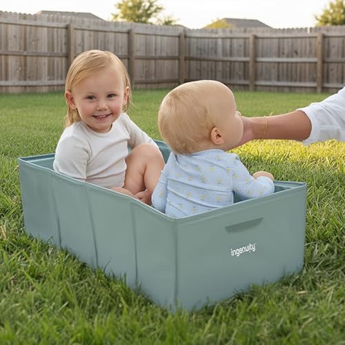 Ingenuity Tuckaway Toddler Folding Tub, Converts Shower to Tub, Folds to Store, Easy to Clean, No Assembly Required, Portable Baby Bathtub for Travel, 12M-5Y, Green (Pack of 4) - Image 2