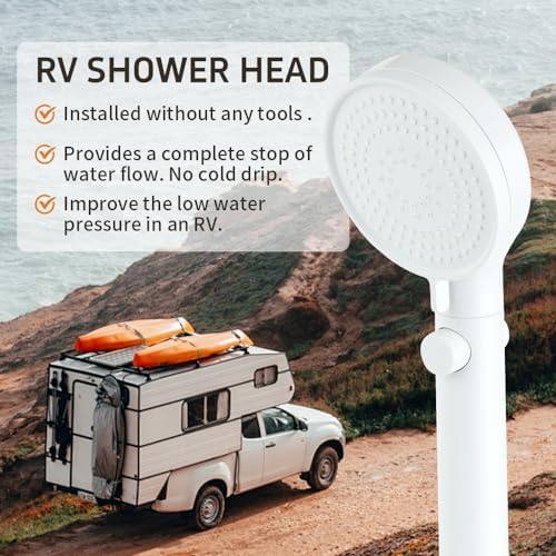 Shower Head with Handheld with ON/Off Switch 3 Modes, White - Image 5
