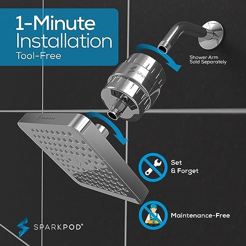SparkPod Filtered Shower Head, 23-Stage, 6" Square, Polished Chrome - Image 5