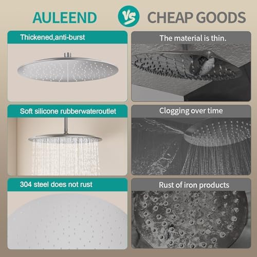 All Metal 16Inch Rain Shower Head - Heavy Duty Stainless Steel, Easy Install, High Water Flow, Ultra-Thin Modern Design for Bathroom (Chrome) - Image 4